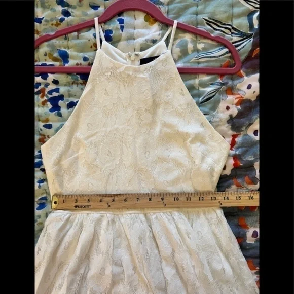 AQUA BLOOMINGDALE’S M Lace High-Neck Sleeveless Mini Dress - Picture 7 of 10
